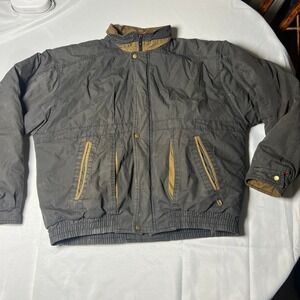 McGregor Vintage Mens L Gray Tan Zip‎ Up Collared Bomber Jacket Casual Wear